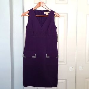 Michael Kors Purple front pocket crepe dress